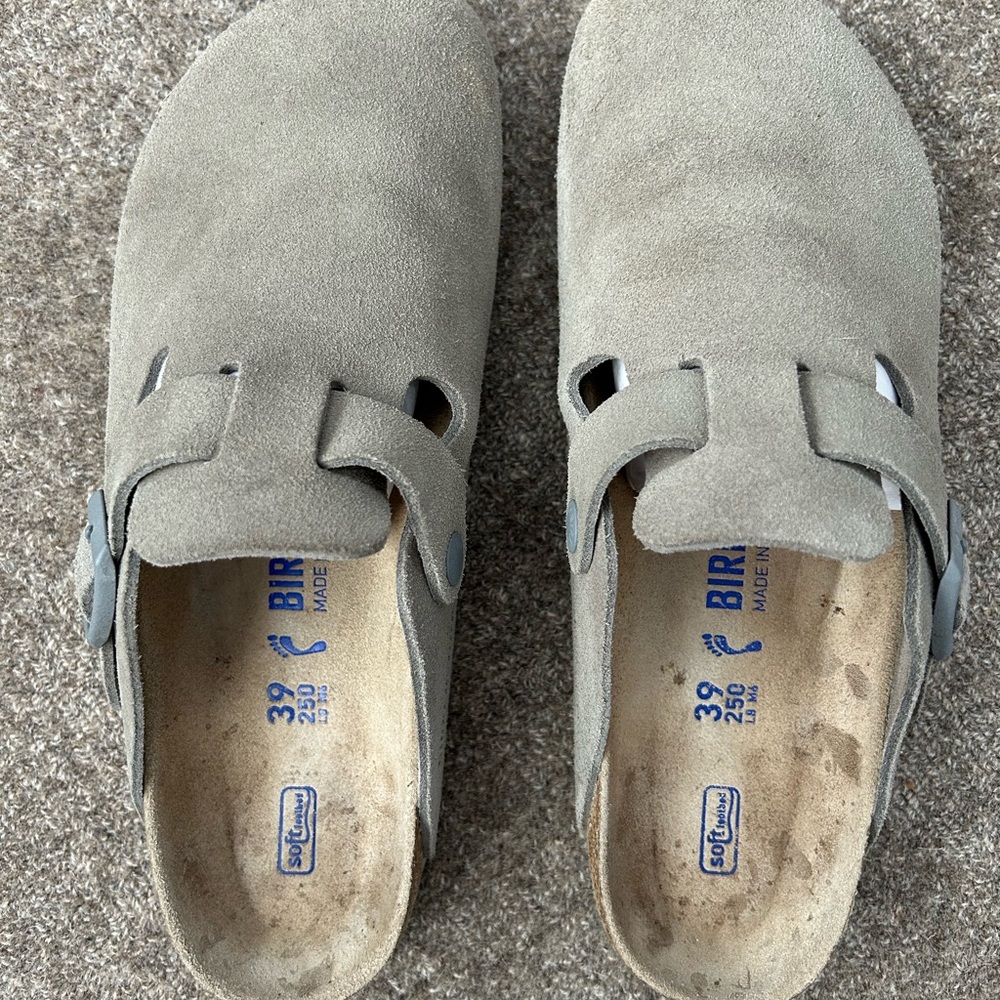 Birkenstock Boston Suede Stone Coin Blog 39 Soft Footbed Narrow
